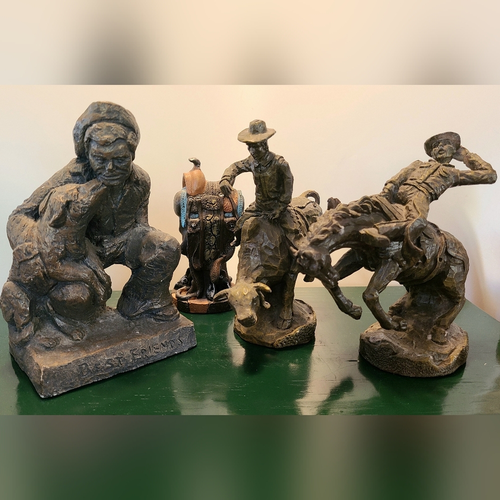 Rustic Cowboy Sculpture Set - Picture 2 of 16